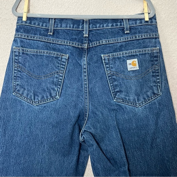 Carhartt Flame Resistant Straight Leg Denim Blue Jeans-Men’s 34x36-Workwear-EUC - Picture 5 of 13